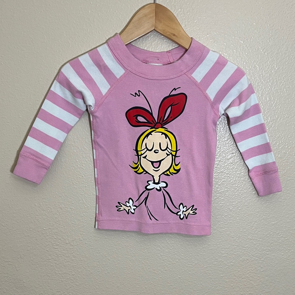 Hanna Andersson Pink Striped The Grinch Cindy Lou Who Organic Cotton Pajamas - Picture 2 of 13